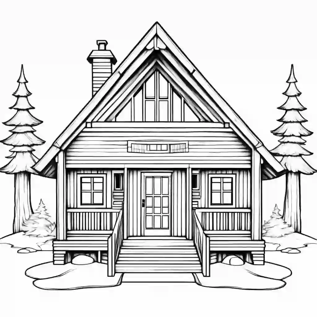 Wood Houses coloring pages